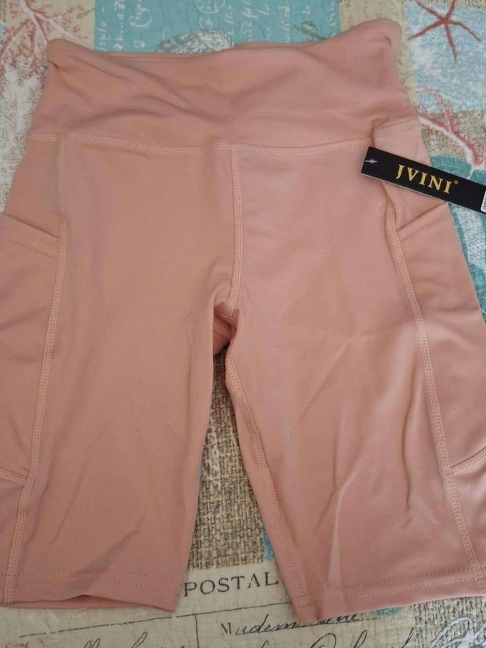 JVINI Peach-Blend High-Waist Bike Shorts